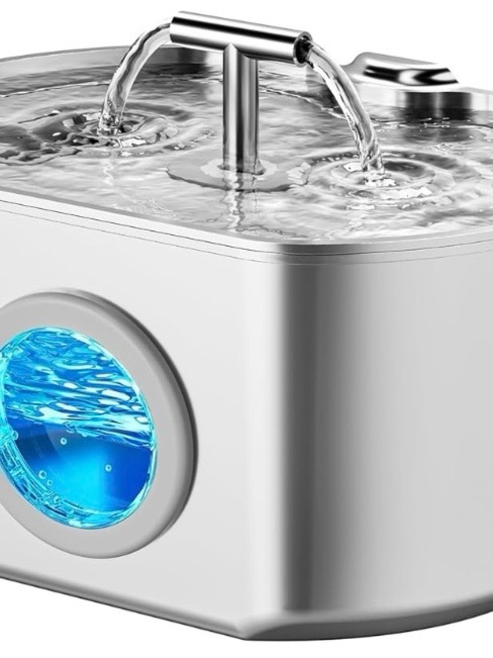 White Pet Water Fountain with Blue LED Viewing Window